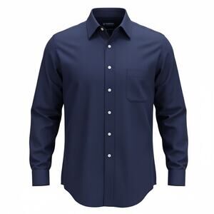 Stafford Broadcloth Blue Dress Shirt Regular Fit 17-17 1/2 34/35